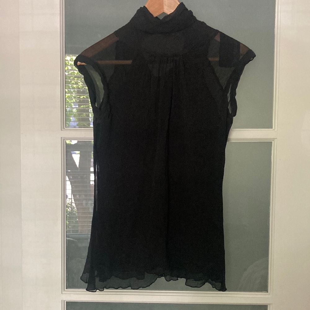 YIGAL AZROUEL black silk taffeta top size 4